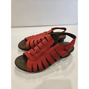 Mephisto Red Nubuck Leather Slingback Sandals Walking Shoes Womens Size 6.5 37